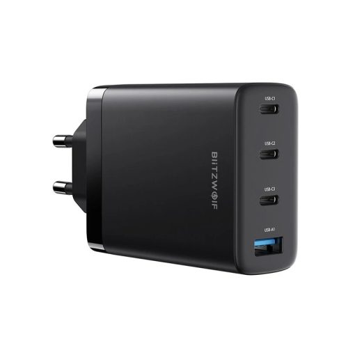 BlitzWolf® BW-S23: 100W GaN Tech Quick Charger - 4-port network USB charger (3x USB Type-C + 1x USB-A)