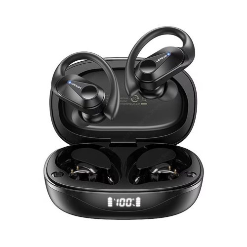 Lenovo LP75 - wireless sports earphones - ear hook design, 6 + 30 hours of use, BT5.3, IPX5 waterproof - Black