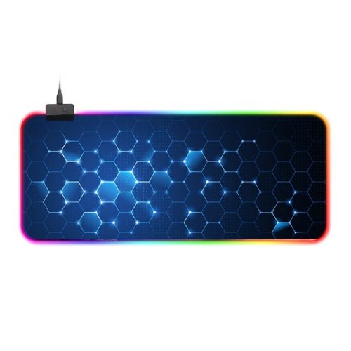 Waterproof RGB illuminated mouse pad - with 14 different light effects, size: 800 x 300 x 4 mm (honeycomb)