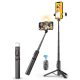 Q12s - Tripod and selfie stick - removable Bluetooth remote | 750 mm long | LED lighting and flash | strong aluminum stem - black