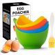 Egg Poacher - Poached Egg Cooker with Ring Standard, Silicone Egg Poacher Cup for Microwave or Stovetop Egg Poaching, with Extra Oil Brush, BPA Free, 4 Pack