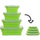 Collapsible, BPA-free silicone food storage box set - 4 pcs, collapsible - Green